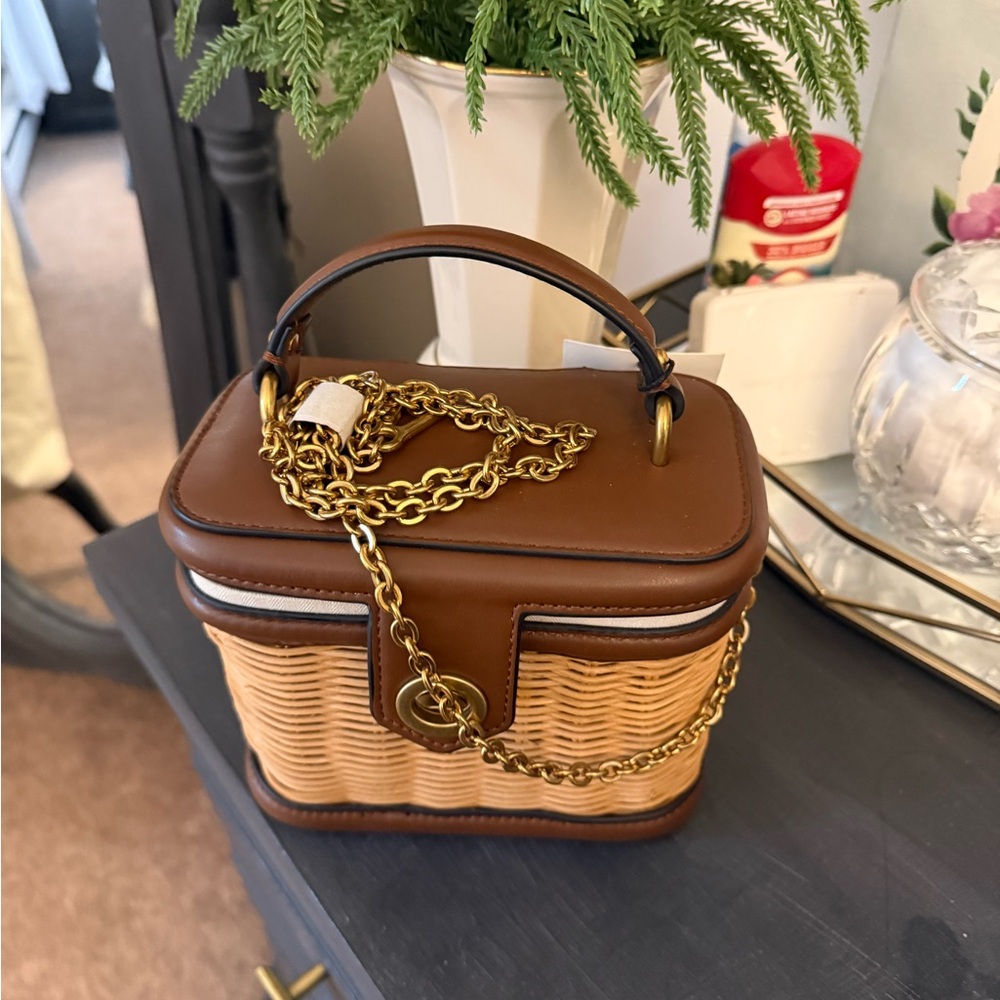 Zara Tan and Brown Wicker Mini Bag - Picture 4 of 5